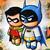 "Lil' BATMAN and ROBIN " 
12 X 12 Mixed Media on Wood